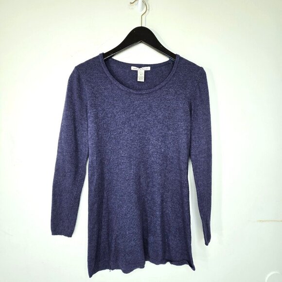 Marina Luna Angora Rabbit Hair Wool Blend Tunic Sweater in Navy Blue - Picture 1 of 5